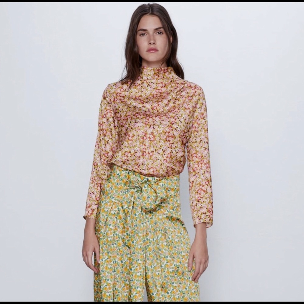 Zara floral pleated skirt pants set with top - Picture 7 of 15